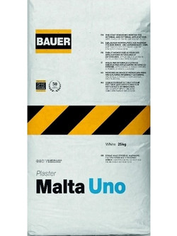 Malta Uno Έτοιμος ενισχυμένος λευκός σοβάς μιας στρώσης 25kg - Bauer