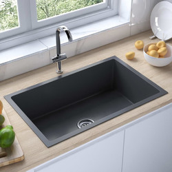 vidaXL 51517 Ένθετος Νεροχύτης Inox Μαύρος 70x44cm