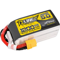 Tattu R-Line Version 5.0 1200mAh 22.2V 150C 6S1P Lipo Battery Pack with XT60 Plug