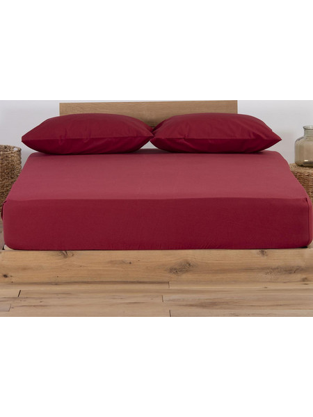 Nef-Nef Σεντόνι Μονό Βαμβακερό με Λάστιχο 100x200+30 Jersey 970 Bordo