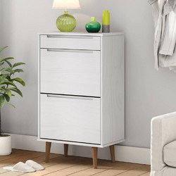 vidaXL Molde Παπουτσοθήκη Μασίφ Ξύλο Λευκή M59.5xΠ35xY103cm 350526