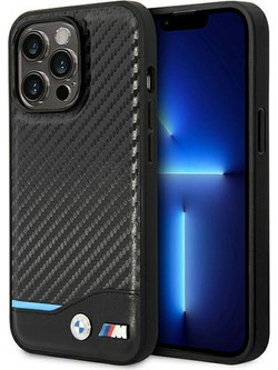 BMW Leather Carbon Back Cover Black (iPhone 14 Pro)