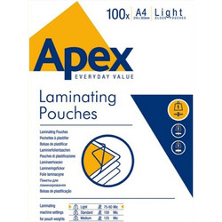 Fellowes Ζελατίνες ΠλαστικοποίησηςApex Light Duty A4 80 microns 100τμχΚωδικός: 6003201