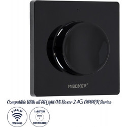 GloboStar 71444 K1-B Mi-BOXER Ασύρματο Επιτοίχιο Χειριστήριο Dimmer RF 2.4Ghz για όλα τα Μονόχρωμα Mi-BOXER Controller DC 3V 1 x CR2032 - IP20 Μαύρο Μ8.5 x Π8.5 x Υ2.5cm - 5 Years Warranty