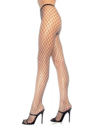 Spandex Diamond Net Pantyhose - Black, O/S