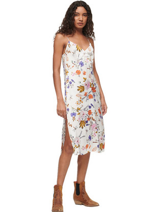 Superdry Satin Cami Midi Καλοκαιρινό Φόρεμα Floral Σατέν W8011421A-9VZ