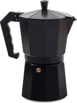 Καφετιέρα για Espresso μπρίκι από αλουμίνιο για 9 φλυτζάνια καφέ, 450ml, σε μαύρο χρώμα, 11x11x22 cm - Aria Trade