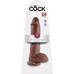 Pipedream King Cock 10" Ρεαλιστικό Dildo με Βεντούζα & Όρχεις 25cm Καφέ