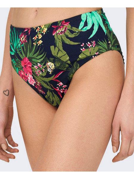 Only Ψηλόμεσο Bikini Slip Floral Πράσινο 15282629