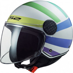 LS2 OF558 Sphere Lux Swirl Gloss White Rainbow Κράνος Μηχανής Jet 950gr