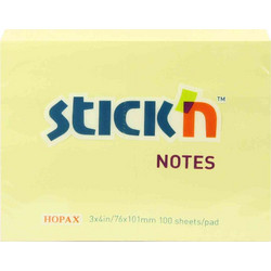 Stick'N - Αυτοκόλλητα Χαρτάκια Κίτρινα 76x101mm 100 Φύλλα 21008