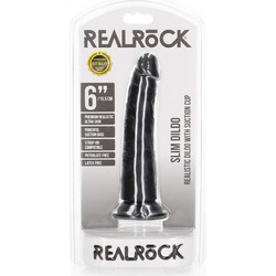Shots RealRock Slim Curved Ρεαλιστικό Dildo με Βεντούζα 15.5cm Μαύρο