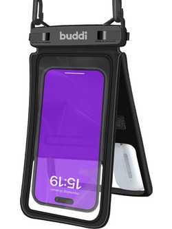 Buddi Universal Waterproof Protective Duo Case - Διπλή Αδιάβροχη Θήκη για Κινητά 15 x 6 cm με Λουράκι Λαιμού - IPX8 - Black - 5 Έτη Εγγύηση (8719246378782)