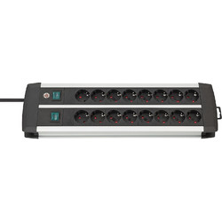 Brennenstuhl premium alu line 16 θέσεων καλώδιο 3m με διακόπτη black silver (1391000916)
