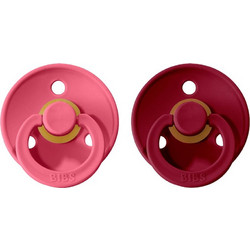 BIBS Colour Πιπίλες Καουτσούκ 6m+ Coral Ruby 2τμχ