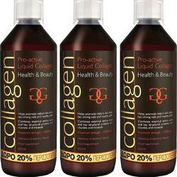 Total Health Solutions Pro-Active Liquid Collagen Strawberry με Βιταμίνη C 3x600ml