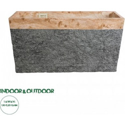 GloboStar(R) Artificial Garden TOSCANE 20749 Επιδαπέδιο Πολυεστερικό Τσιμεντένιο Κασπώ Γλάστρα - Flower Pot Γκρι με Καφέ Μ110 x Π30 x Υ61cm