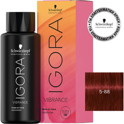Schwarzkopf Igora Vibrance 5-88 Καστανό Ανοιχτό Έντονο Κόκκινο Ημιμόνιμη Βαφή Μαλλιών Χωρίς Αμμωνία 60ml