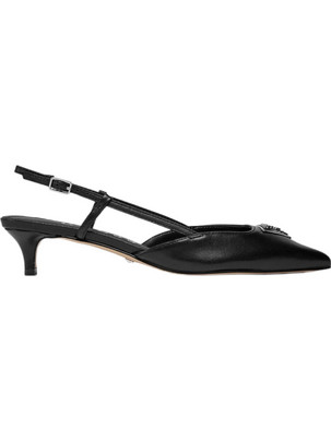 Guess Jesson Γόβες Slingback Δερμάτινες με Λεπτό Χαμηλό Τακούνι Μαύρες FLPJESLEA05