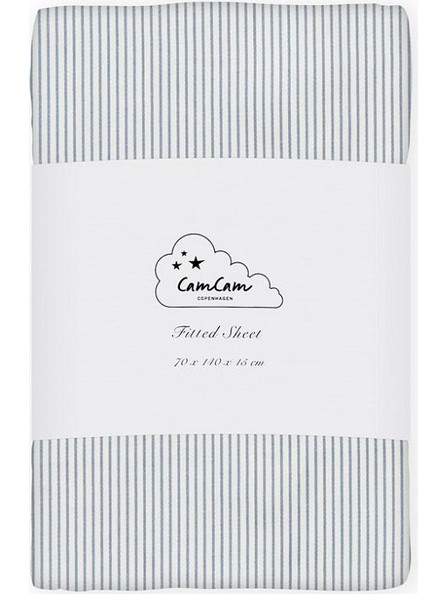 Cam Cam Copenhagen Βρεφικό Σεντόνι Κούνιας με Λάστιχο Classic Stripes 70x140 Blue