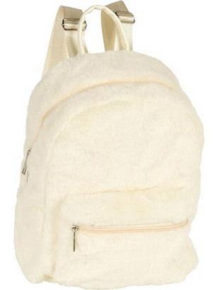Γυναικεία τσάντα πλάτης backpack με 2 θήκες, από πολυεστέρα, 25x11x34 cm Μπεζ - Aria Trade