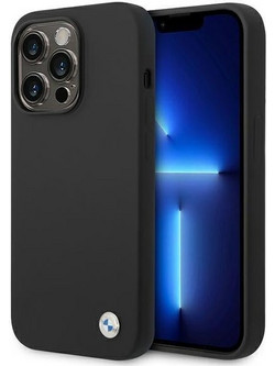 BMW Silicone Metal Logo Back Cover Black (iPhone 14 Pro)