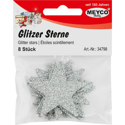 Αστέρια Silver Glitter 8 Τεμάχια