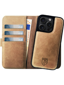 Rosso Elite - MagSafe Δερμάτινη Θήκη / Πορτοφόλι - Apple iPhone 14 Pro - Light Brown (8719246420115)