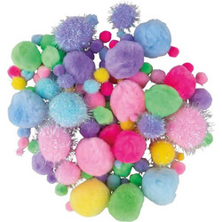 Pompon χειροτεχνίας Rayher 120τμχ ασορτί 0,5-4,5cm παστέλ (76018999)
