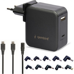 Gembird USB-C Φορτιστής Laptop 60W 20V 4.5A με Αποσπώμενο Καλώδιο Τροφοδοσίας NPA-PD60-01