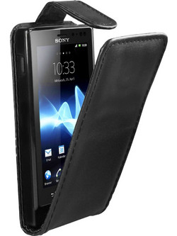 Sony Xperia Sole MT27i Leather Flip Case - Black