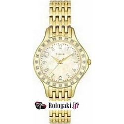 Timex Γυναικείο Ρολόι με Χρυσό Μεταλλικό Μπρασελέ T2M573