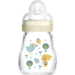 Mam Feel Good Γυάλινο Μπιμπερό με Θηλή Σιλικόνης 0m+ Ivory 170ml