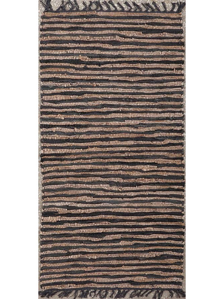 ΠΕΡΣΙΚΑ Χαλί Δερμάτινο με Κρόσσια 'Leather Stripe Rugs' Coffe/Camel 70x130cm PRS030801
