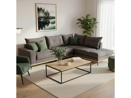 Pakoworld Luxury II Γωνιακός Καναπές Αριστερή Γωνία Γκρι 290x235x95cm 168-000011