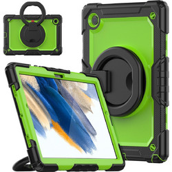 For Samsung Galaxy Galaxy Tab A8 Bracelet Holder Silicone + PC Tablet Case(Yellow Green)