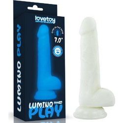 Lovetoy Lumino Play Glow In The Dark Ρεαλιστικό Dildo με Βεντούζα & Όρχεις 18cm Μπλε