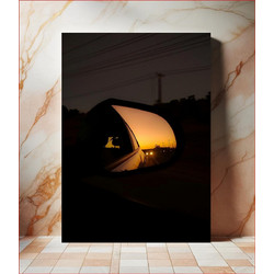 Πίνακας, Sunset Reflection in Car Mirror Αντανάκλαση ηλιοβασιλέματος στον καθρέφτη αυτοκινήτου