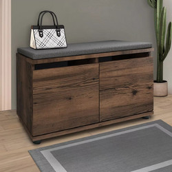 Megapap Twain Παπουτσοθήκη Σκαμπό Ξύλινη Καφέ Μ80xΠ35xΥ42cm GP041-0050,3