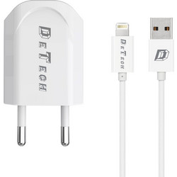 Detech DE-11i Φορτιστής με Καλώδιο Lightning με Θύρα USB-A White
