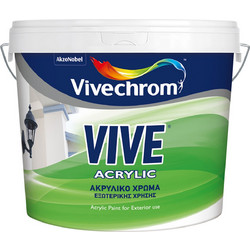 Vivechrom Vive Ακρυλικό Χρώμα Εξωτερικού Χώρου Λευκό 9lt