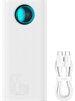 Baseus Amblight Power Bank 30000mAh 65W με 4 Θύρες USB-A Quick Charge 3.0 White