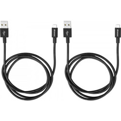 1x2 Verbatim Micro USB Cable Sync & Charge 100cm black 48874