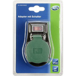 REV Adapter w. switch IP44 black-green