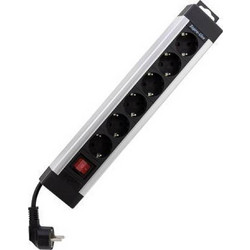 REV power strip 6-way 2.4m Supraline with switch silver (0014612713)