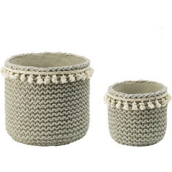Artekko Knitt Κασπώ Τσιμεντένιο Γκρι (26.5x26.5x25)cm Σετ/2 D9058