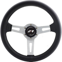 Simoni Racing Τιμονι ΜΑΥΡΟ/Χρωμιο Δερματινο Τριακτινο Διαμετρος 350mm - 1 τεμ. - (EPOCA)