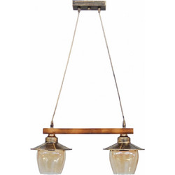 Heronia Lighting Κρεμαστό Φωτιστικό Οροφής Ράγα Δίφωτο E27 Χρυσό R-98Cable 30-0068