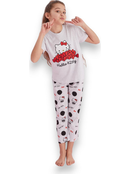 Πιτζάμα παιδική με μακρύ παντελόνι Hello Kitty Love HK015K-Γκρι
