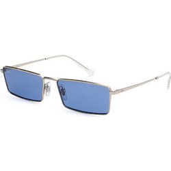 Ray-Ban RB3741 00380 Ανδρικά Γυαλιά Ηλίου Ορθογώνια Μεταλλικά Ασημί με Μπλε Polarized Φακό